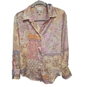 INDUSTRY Women's Medium M Patchwork Floral Paisley Button Up‎ Shirt